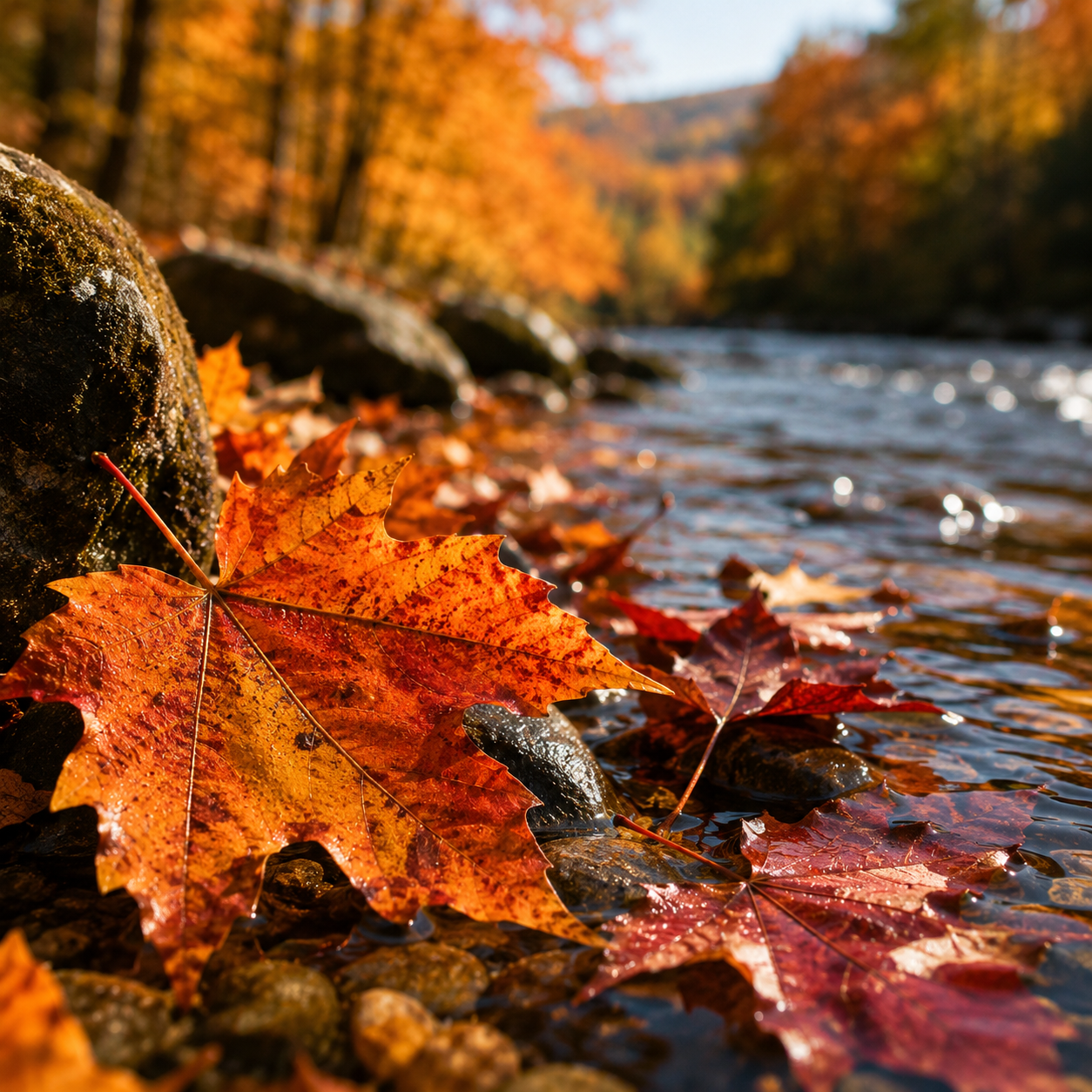 Fall foliage and autumn scenery near Ohiopyle, Pennsylvania