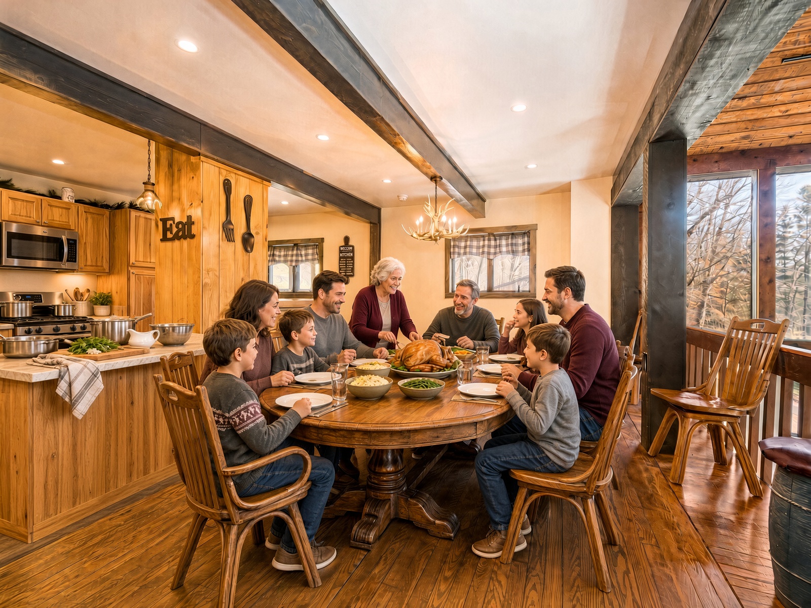 Holiday meal and gathering at an Ohiopyle vacation rental